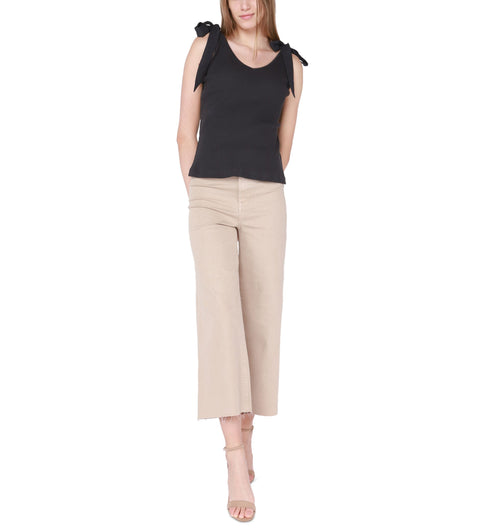 Women's Tie-Shoulder Ribbed Knit Sleeveless Top